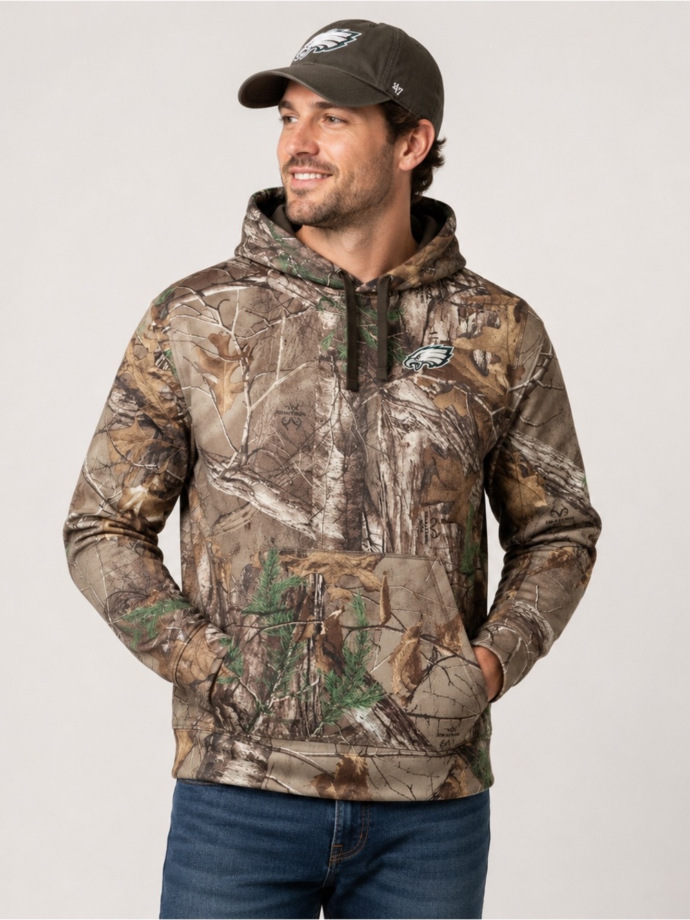 Dunbrooke Realtree Camo Philadelphia Eagles Circle Champion Tech Fleece Pullove